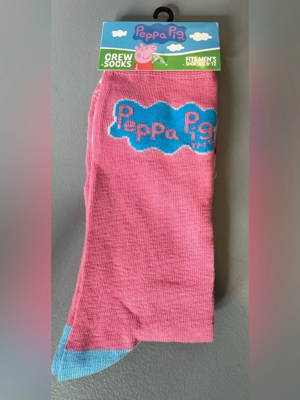Peppa Pig Pink Socks with Blue Accents crew socks novelty character